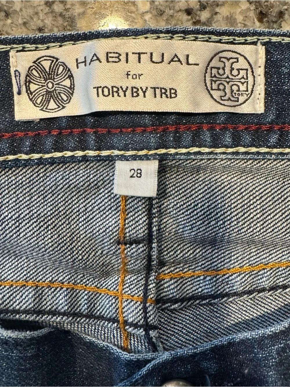 Tory Burch by Habitual Jeans Size 28 Medium Wash flare Leg Premium cotton denim